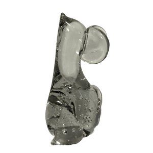 Vintage Clear Art Glass Controlled Bubbles Mouse Paperweight
